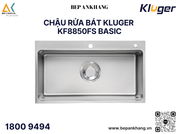 Chậu rửa bát Kluger KF8850FS Basic - Inox 304 posco - Linen chống xước